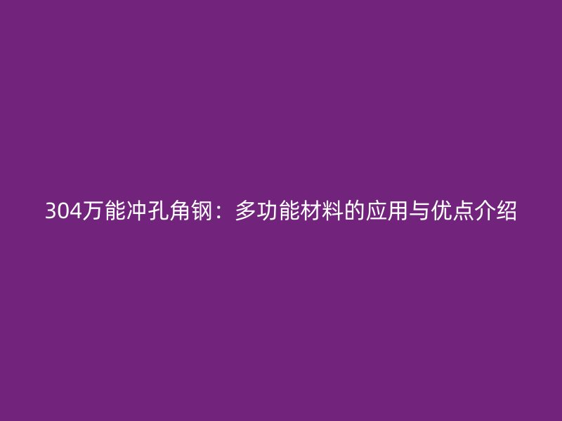 304萬能沖孔角鋼：多功能材料的應(yīng)用與優(yōu)點(diǎn)介紹