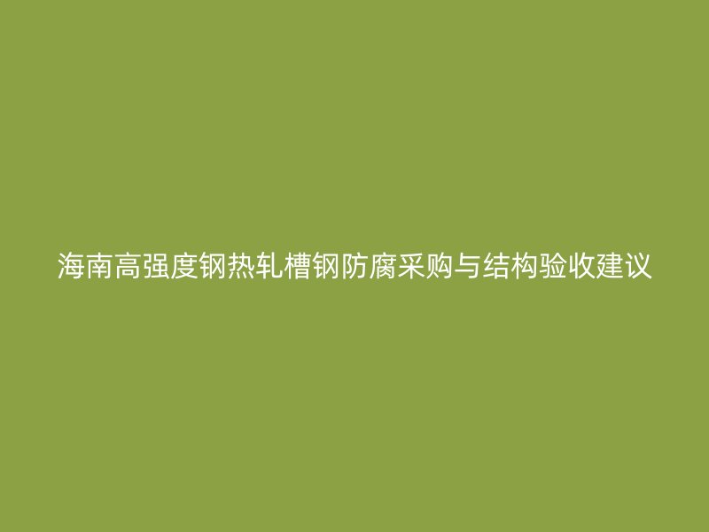 海南高強度鋼熱軋槽鋼防腐采購與結構驗收建議
