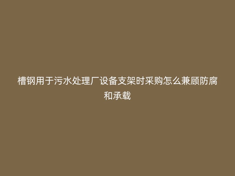 槽鋼用于污水處理廠設備支架時采購怎么兼顧防腐和承載