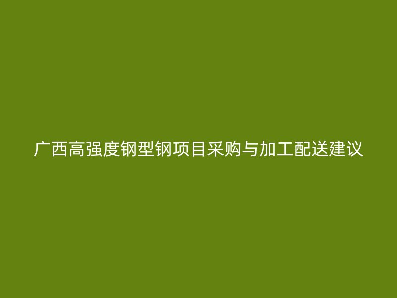 廣西高強度鋼型鋼項目采購與加工配送建議