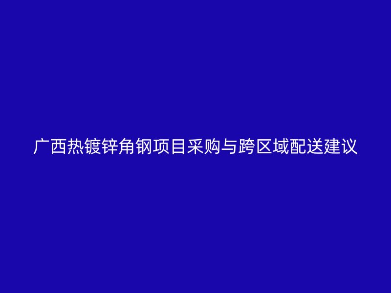 廣西熱鍍鋅角鋼項目采購與跨區(qū)域配送建議