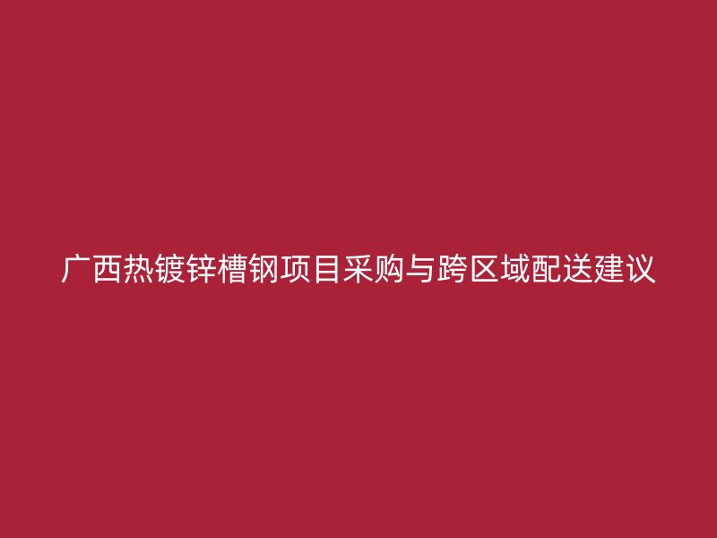 廣西熱鍍鋅槽鋼項(xiàng)目采購(gòu)與跨區(qū)域配送建議