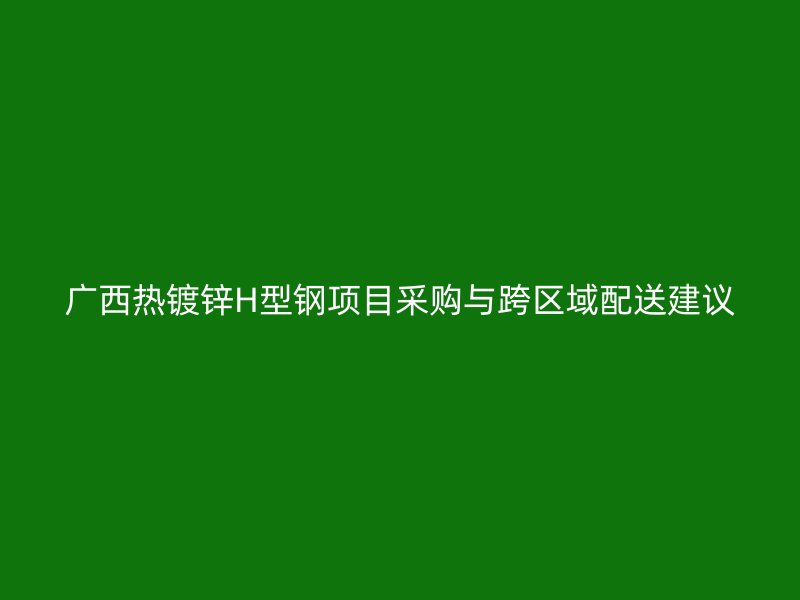 廣西熱鍍鋅H型鋼項目采購與跨區域配送建議