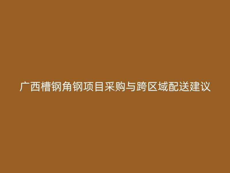 廣西槽鋼角鋼項目采購與跨區域配送建議