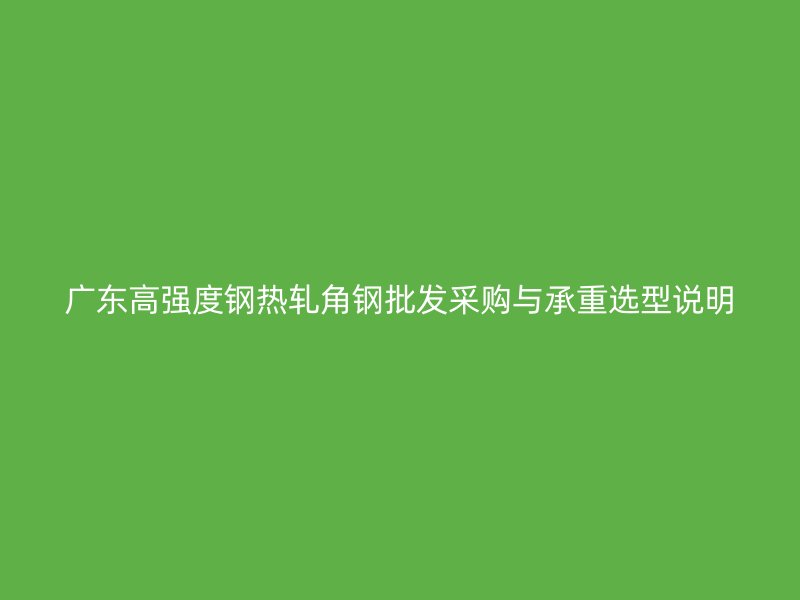 廣東高強度鋼熱軋角鋼批發采購與承重選型說明