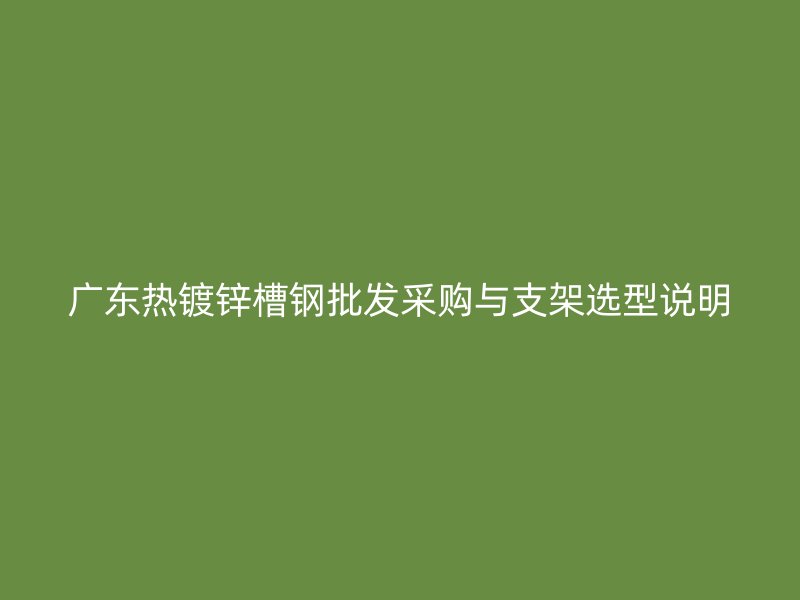 廣東熱鍍鋅槽鋼批發采購與支架選型說明