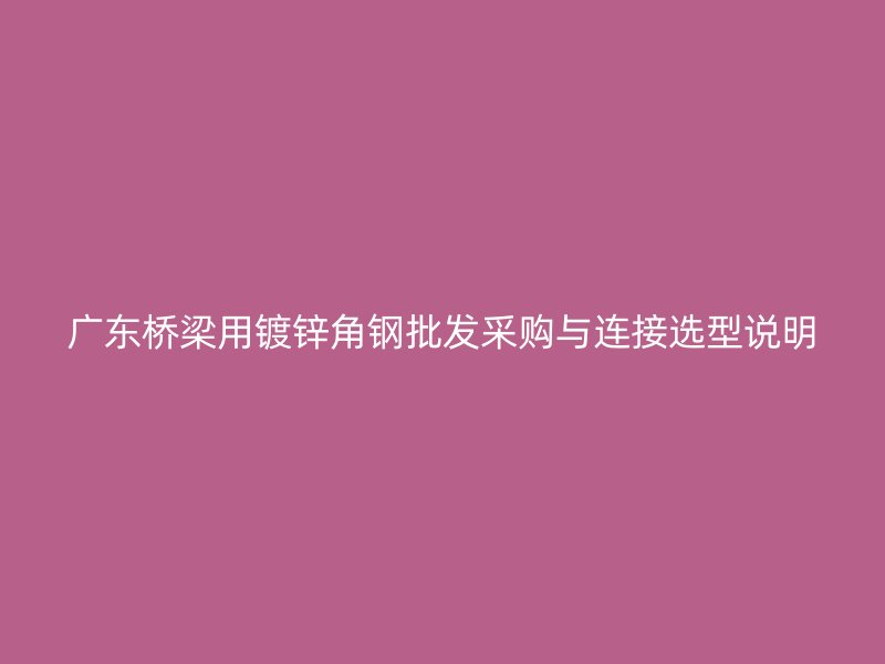廣東橋梁用鍍鋅角鋼批發采購與連接選型說明