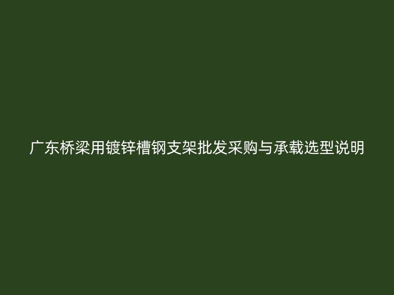 廣東橋梁用鍍鋅槽鋼支架批發(fā)采購(gòu)與承載選型說(shuō)明