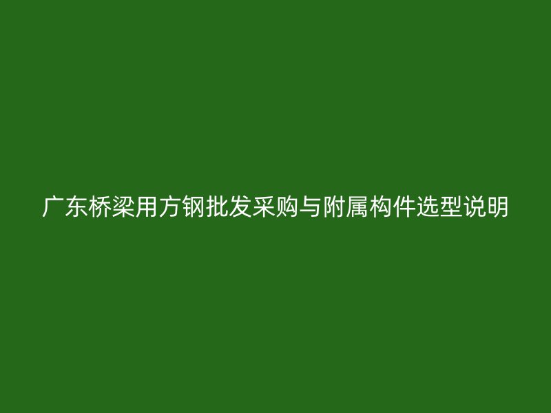 廣東橋梁用方鋼批發采購與附屬構件選型說明