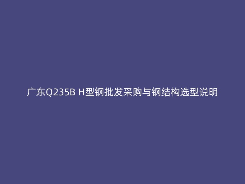 廣東Q235B H型鋼批發(fā)采購(gòu)與鋼結(jié)構(gòu)選型說(shuō)明