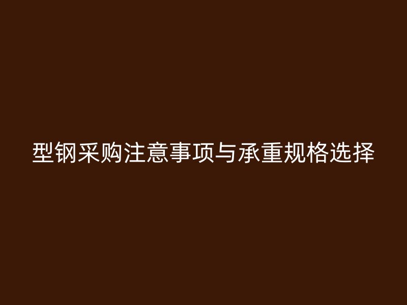 型鋼采購注意事項與承重規格選擇
