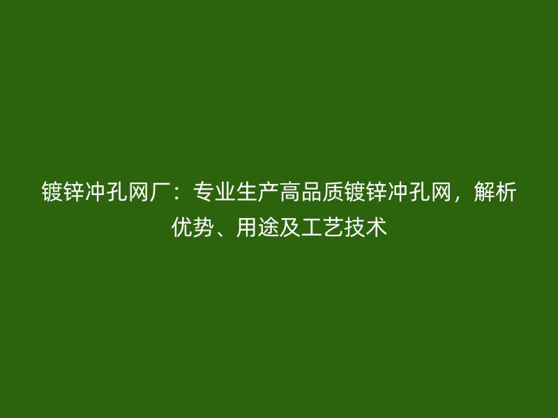 鍍鋅沖孔網廠：專業生產高品質鍍鋅沖孔網，解析優勢、用途及工藝技術