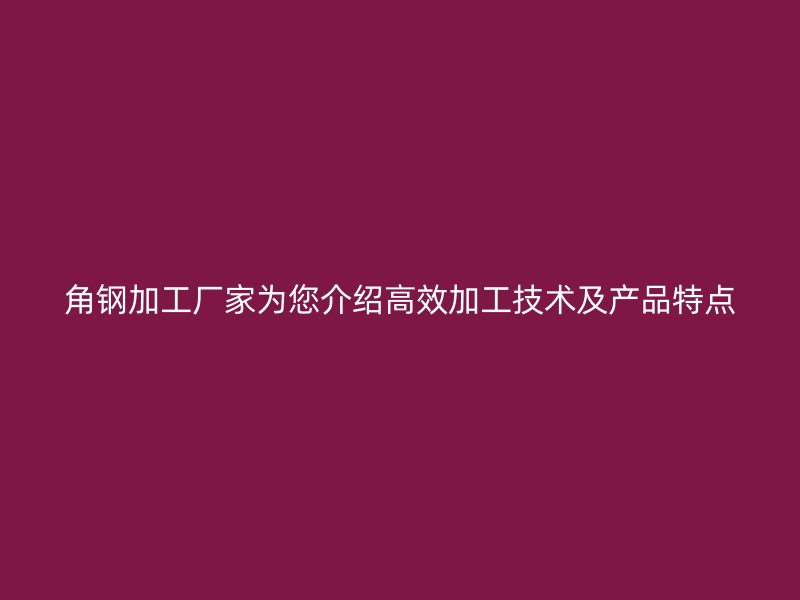 角鋼加工廠家為您介紹高效加工技術及產品特點