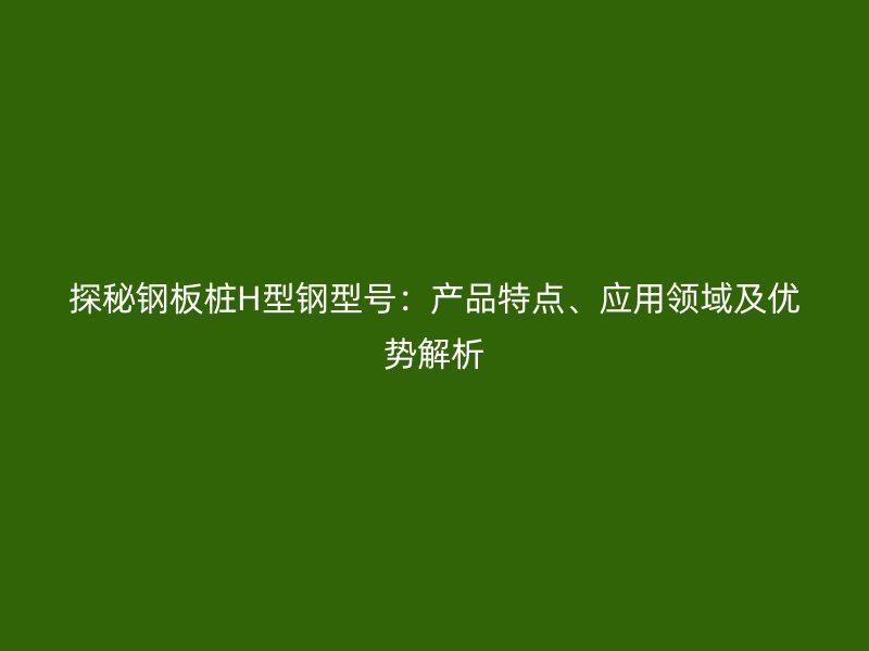 探秘鋼板樁H型鋼型號：產品特點、應用領域及優勢解析