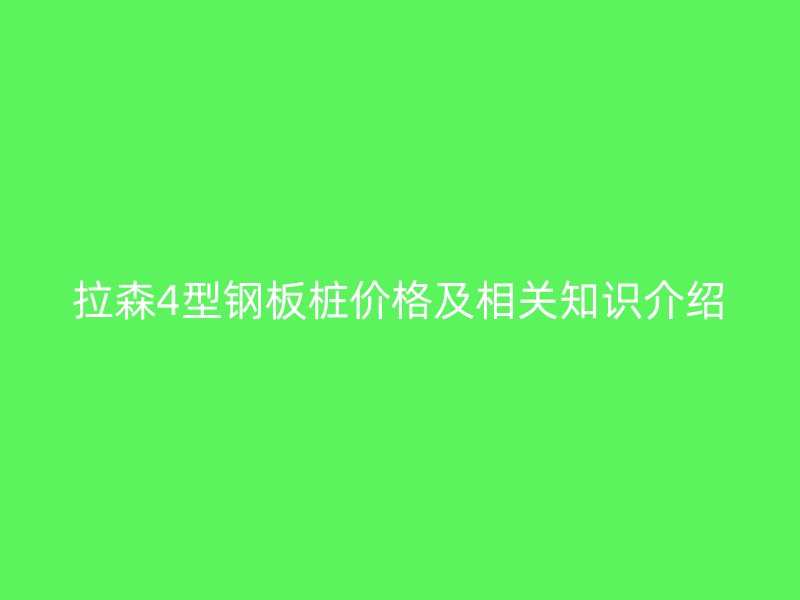 拉森4型鋼板樁價格及相關知識介紹