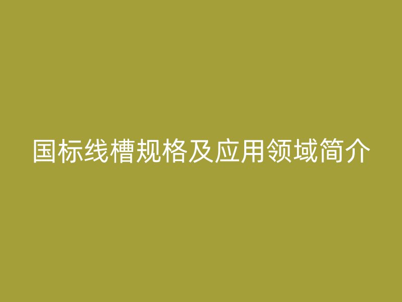 國標線槽規(guī)格及應用領域簡介