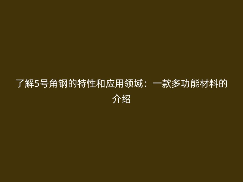 了解5號角鋼的特性和應用領域：一款多功能材料的介紹