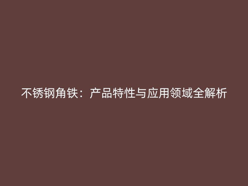 不銹鋼角鐵：產品特性與應用領域全解析