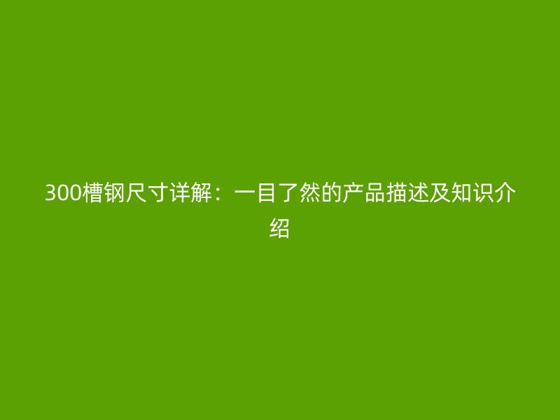 300槽鋼尺寸詳解：一目了然的產(chǎn)品描述及知識(shí)介紹