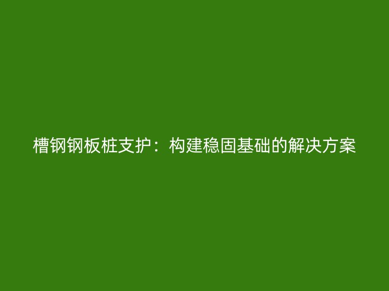 槽鋼鋼板樁支護：構建穩固基礎的解決方案