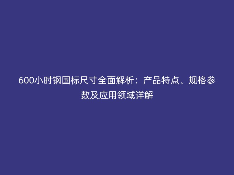 600小時鋼國標(biāo)尺寸全面解析：產(chǎn)品特點、規(guī)格參數(shù)及應(yīng)用領(lǐng)域詳解