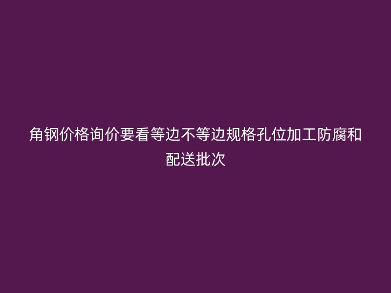 角鋼價格詢價要看等邊不等邊規(guī)格孔位加工防腐和配送批次